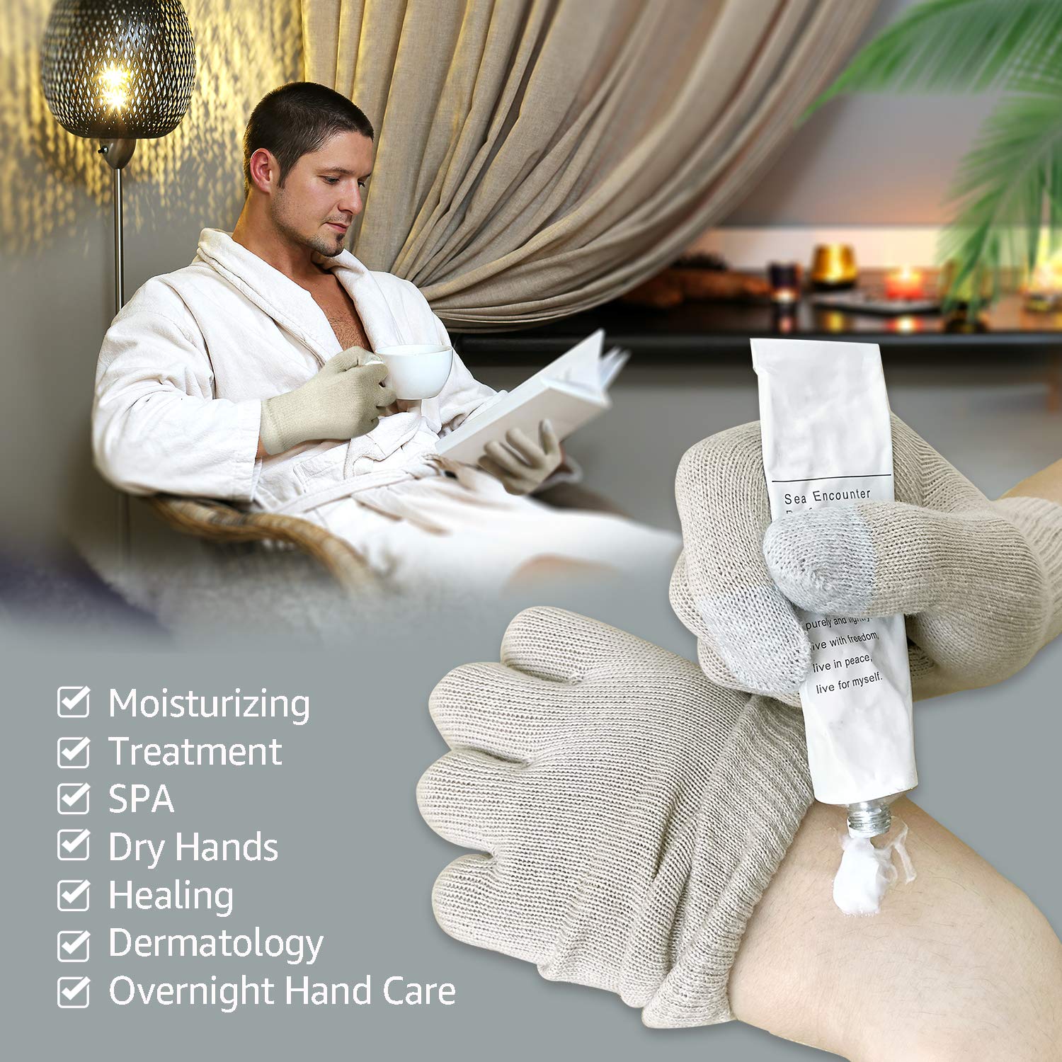 Guantes Evridwear de algodón para uso nocturno e hidratacion suave.