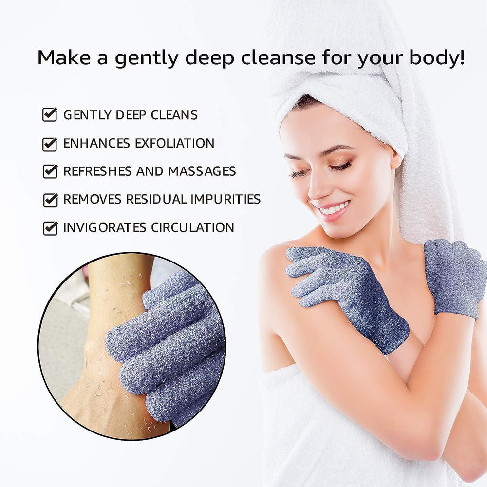 Parte dorsal de guantes Evridwear con textura diferenciada para exfoliar suavemente