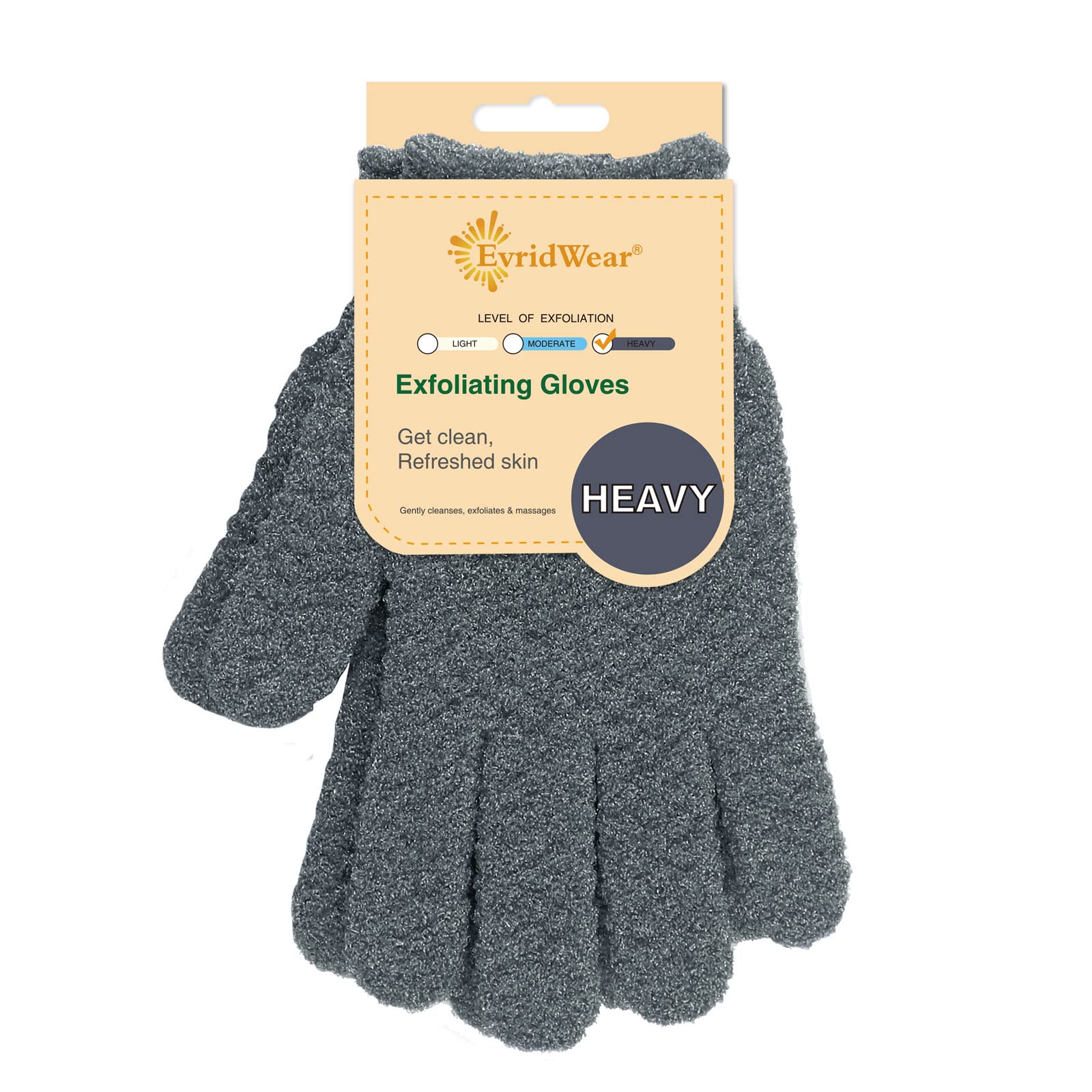 Guantes exfoliantes Evridwear para ducha con doble textura para exfoliar la piel.