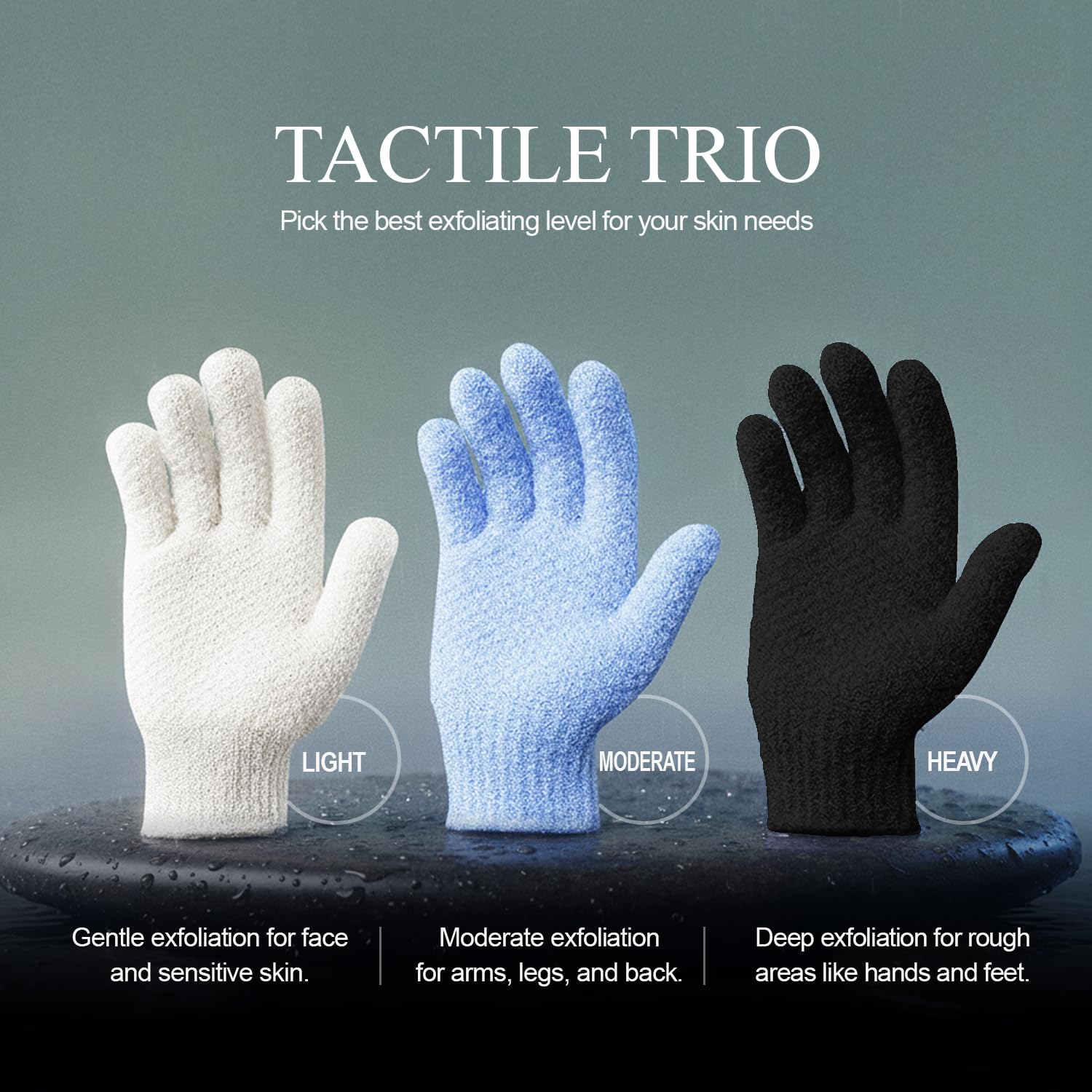 Guantes Evridwear exfoliantes, limpieza profunda y piel renovada.