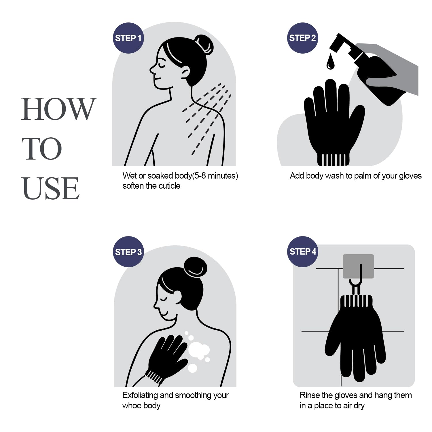 Guantes exfoliantes Evridwear para manos, uso suave y texturas duales.
