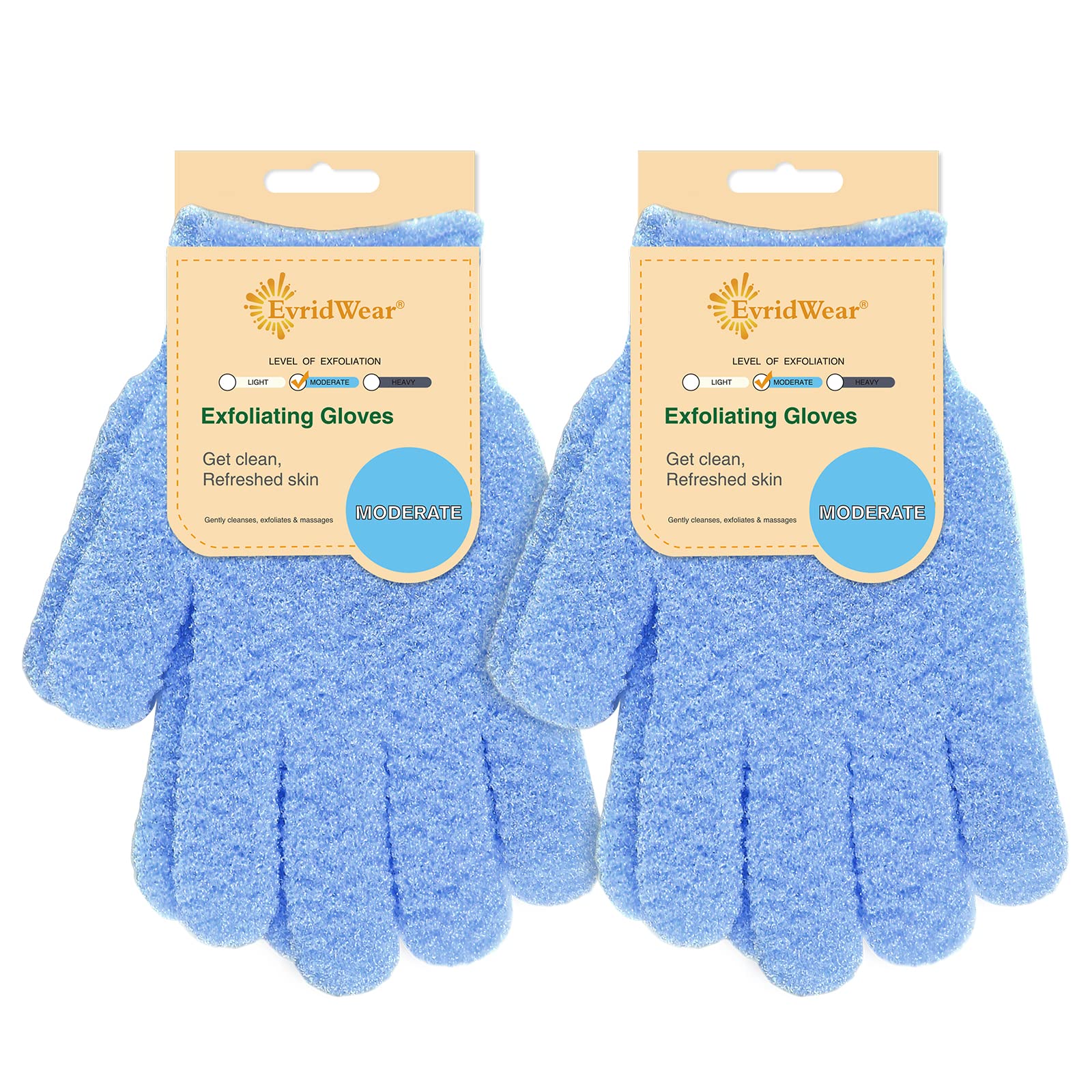 Guantes exfoliantes Evridwear con textura dual para exfoliar suavemente la piel.