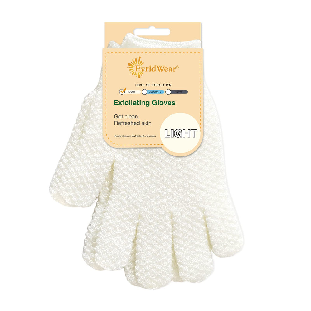 Guantes Evridwear exfoliantes de textura dual para ducha, suavizan la piel al exfoliar.