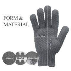 Resultado suave de la piel tras exfoliar con guantes Evridwear de doble textura.