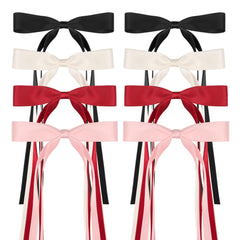 Lazo EWAGOA satinato negro con borla, ideal para coletas elegantes.
