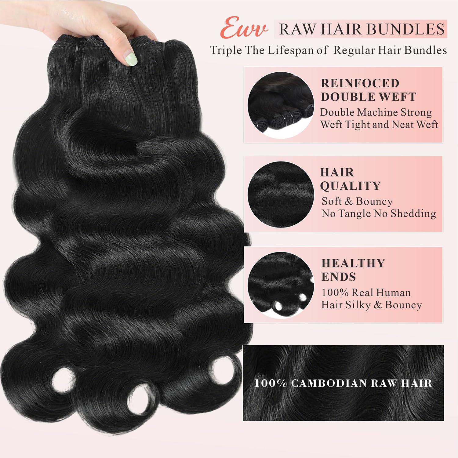 EWV 5x5 HD lace closure closeup showing natural scalp match.