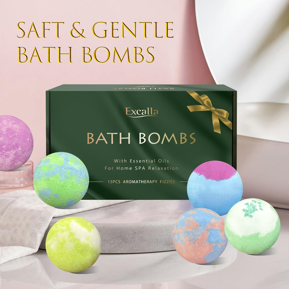 Excalla bath bombs with shea butter deliver a moisturized feel on skin.