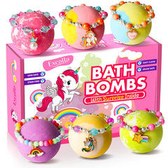 Excalla bombas de baño unicornio con joya interna, sorpresa para niñas.