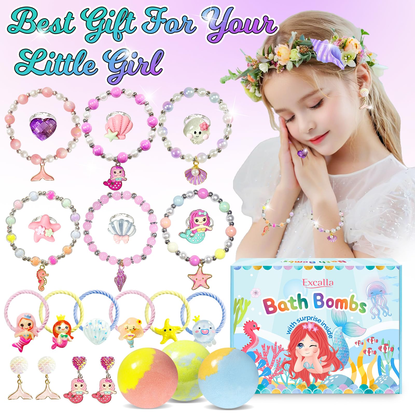 Excalla Bombes Bain Bulles Pailletées: des bulles riches et colorées pour un bain magique.