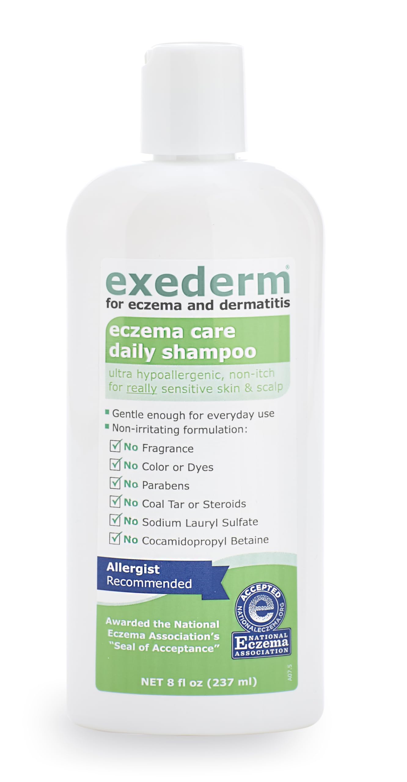 Exederm Champú para dermatitis seborreica, fórmula suave para uso diario sin irritación