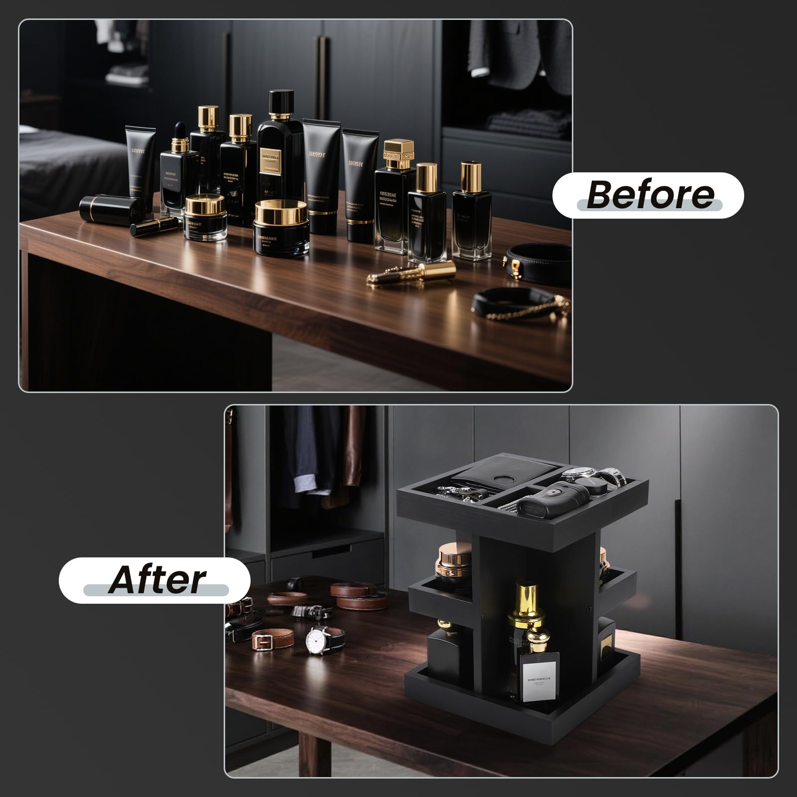 EXIN DECHEN acabado negro en madera natural con estilo contemporáneo