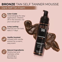 Existing Beauty Bronze Tan Mousse: duración de 5-7 días para un bronceado natural.