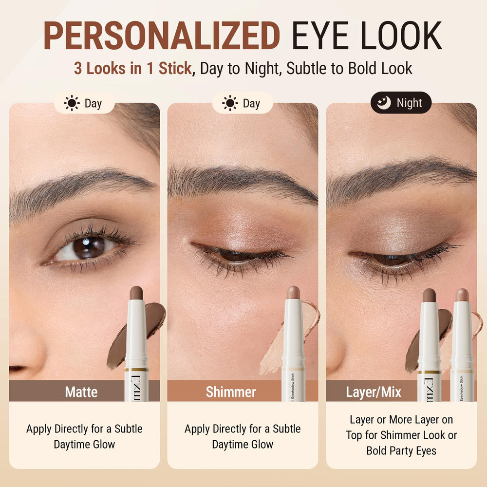Exmiloo Eyeshadow Stick crease-proof wear keeps looks fresh from morning to night.