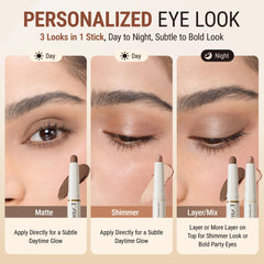 Exmiloo Eyeshadow Stick crease-proof wear keeps looks fresh from morning to night.