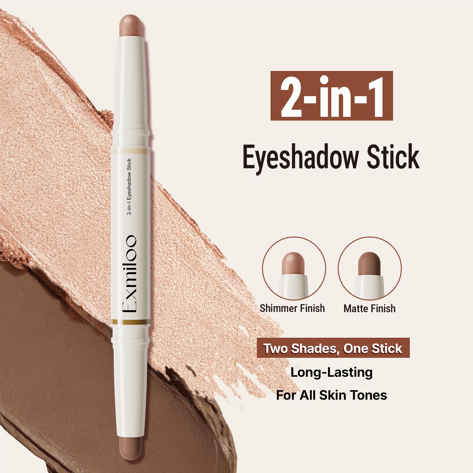 Exmiloo Eyeshadow Stick long-lasting waterproof formula helps color stay vibrant all day.