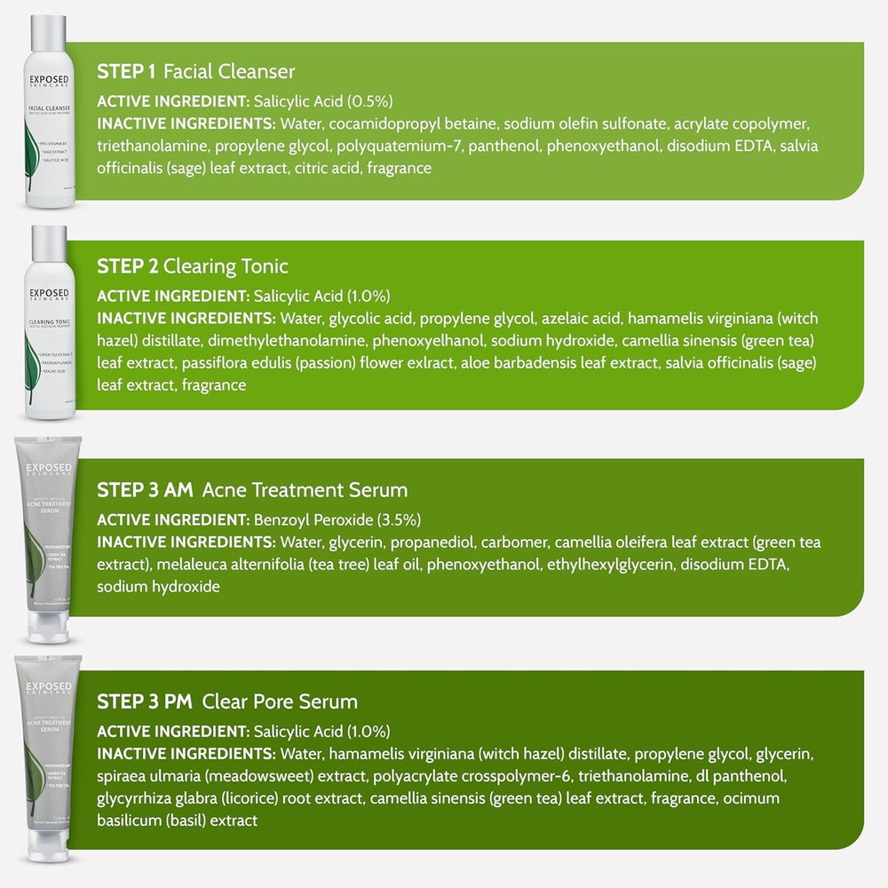 Exposed Skin Care kit: aplicación diaria fácil y rápida.