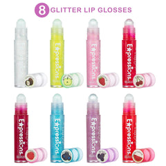 EXPRESSIONS cajita regalo de glosses brillantes para fiestas y cumpleaños.