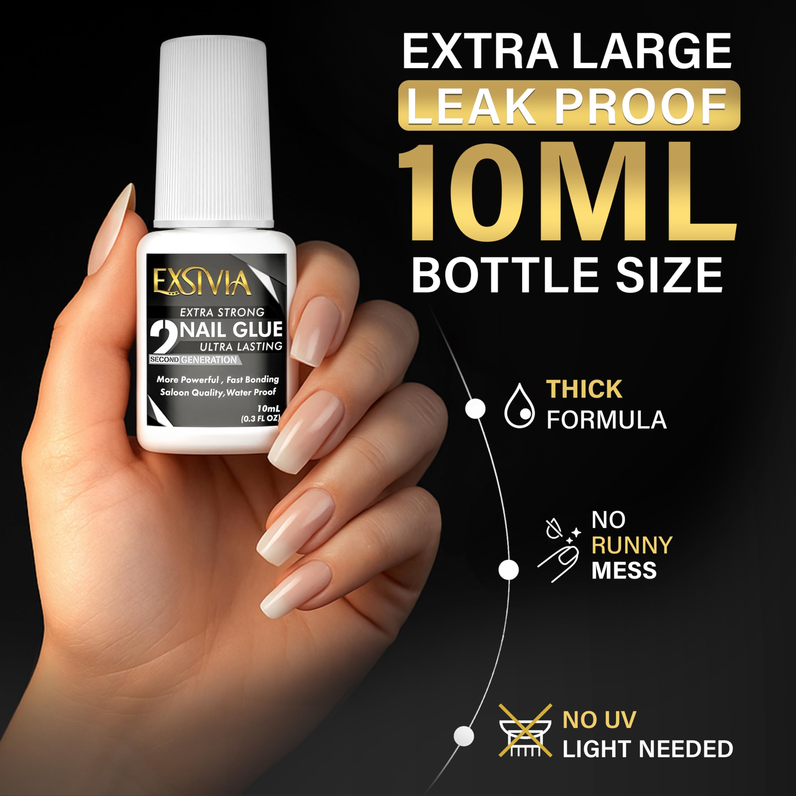 EXSIVIA removedor sin acetona elimina adhesivo sin dañar uñas naturales.