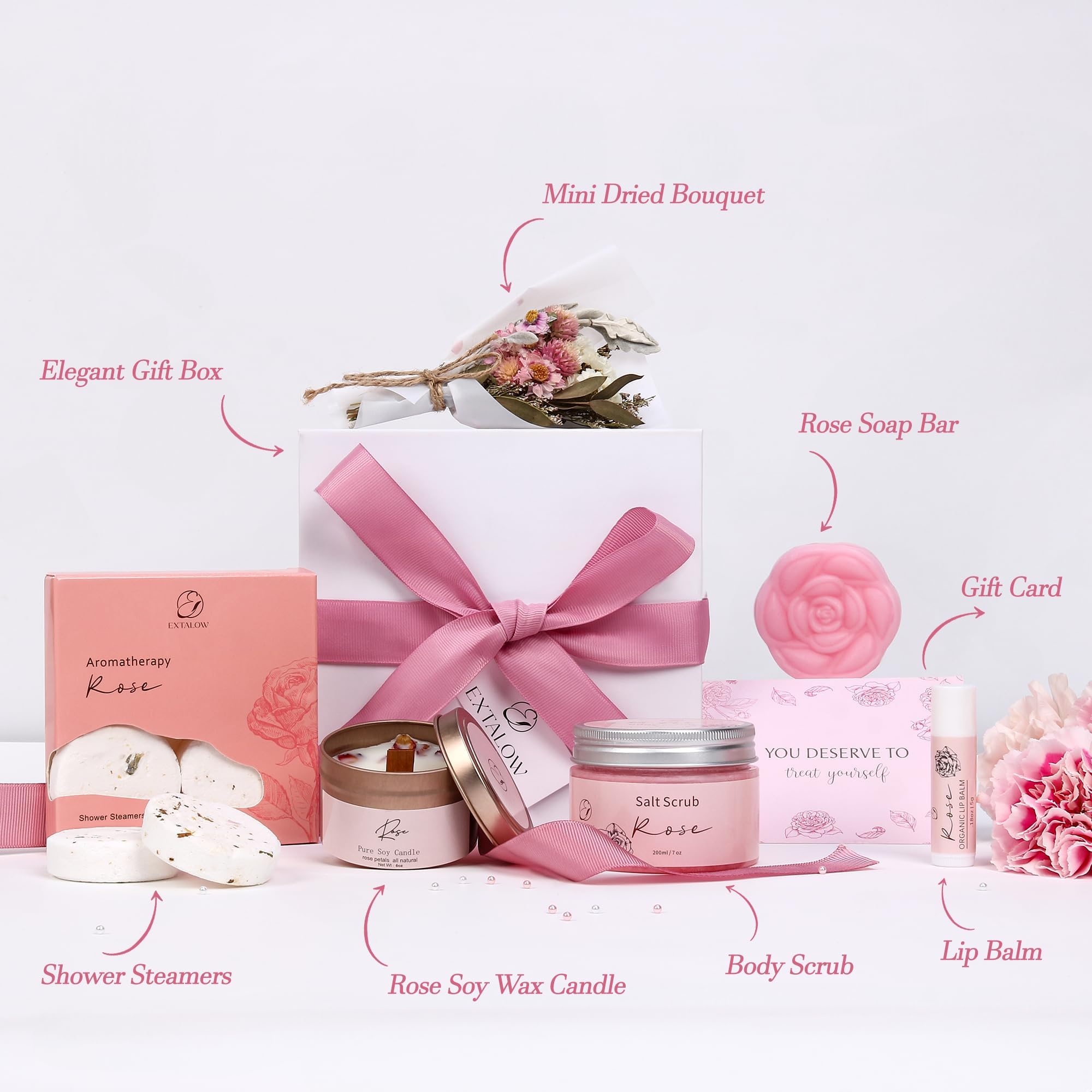 EXTALOW Pastilles Douche Rose, vapeur apaisante pour moment spa.