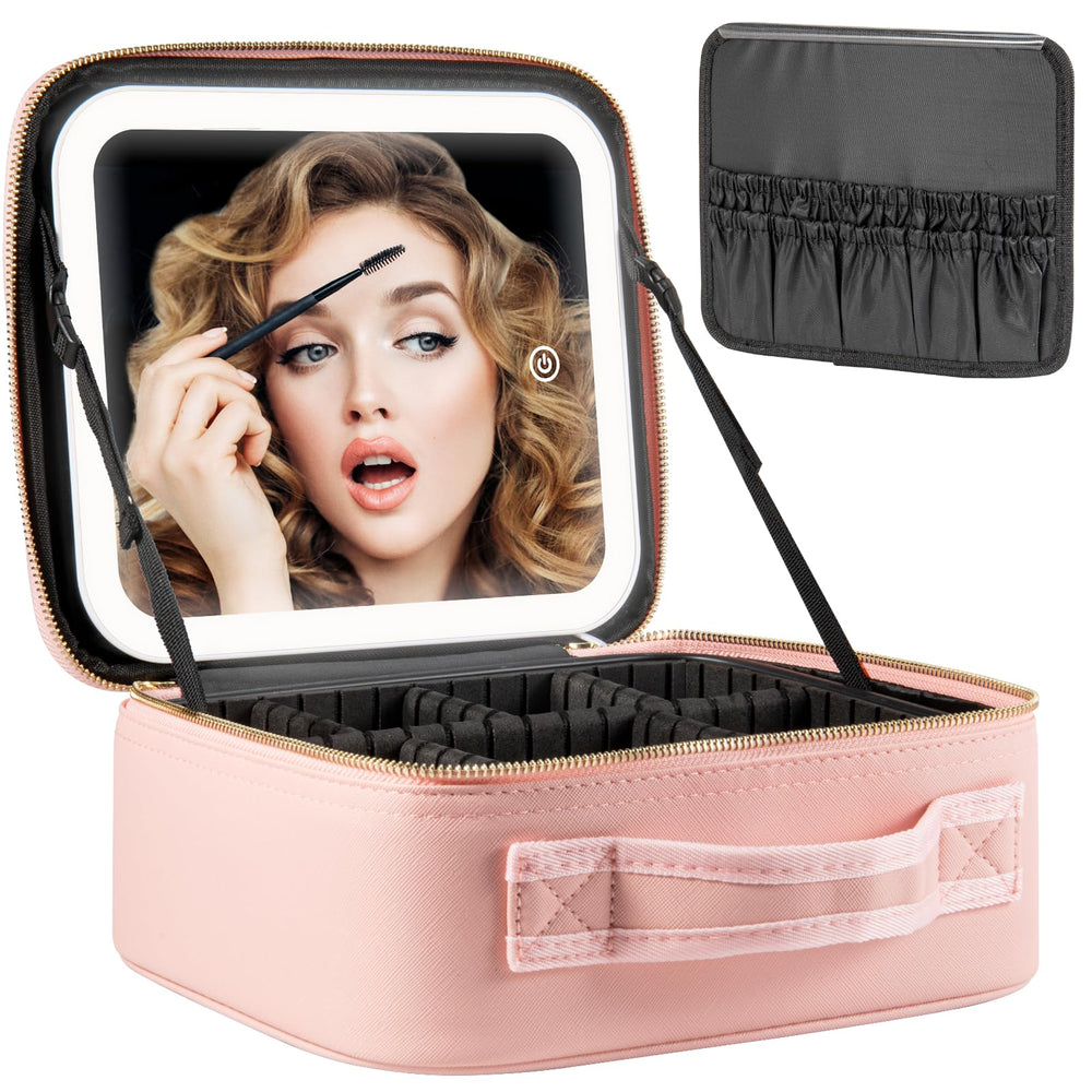 Extrei Gent trousse maquillage avec miroir LED réglable pour retouches en voyage.