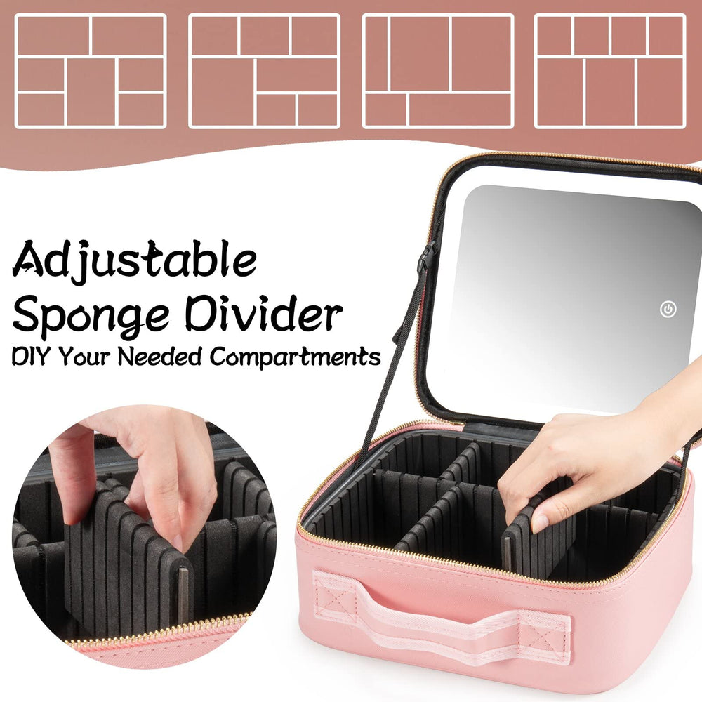 Extrei Gent trousse maquillage portable avec compartiments pour pinceaux et bijoux.