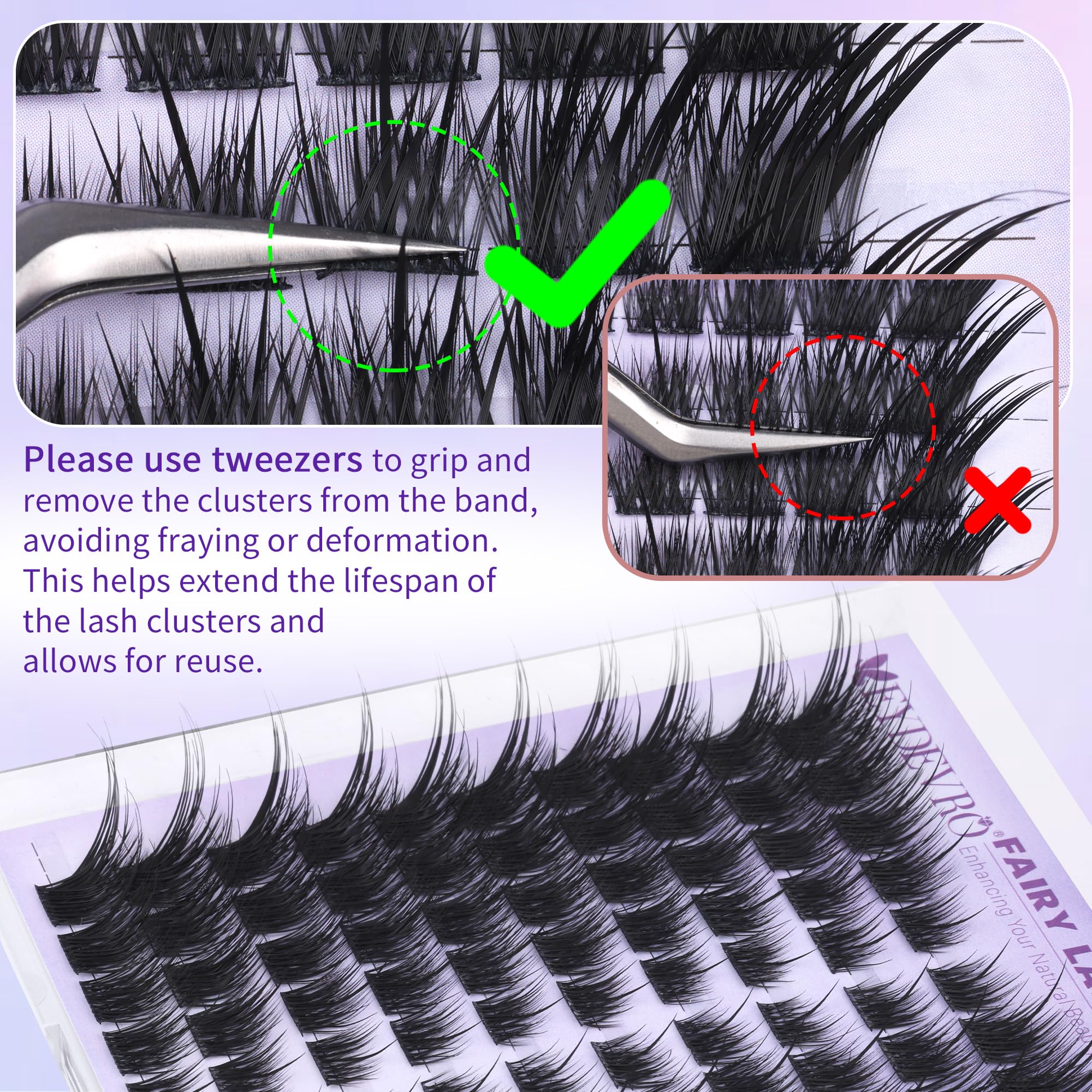 EYDEVRO Fairy Lash Clusters diseño con picos para definición sutil.