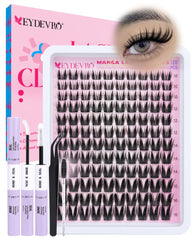 EYDEVRO Manga Lash Clusters Kit muestra diseño conejo para mirada anime amplia.