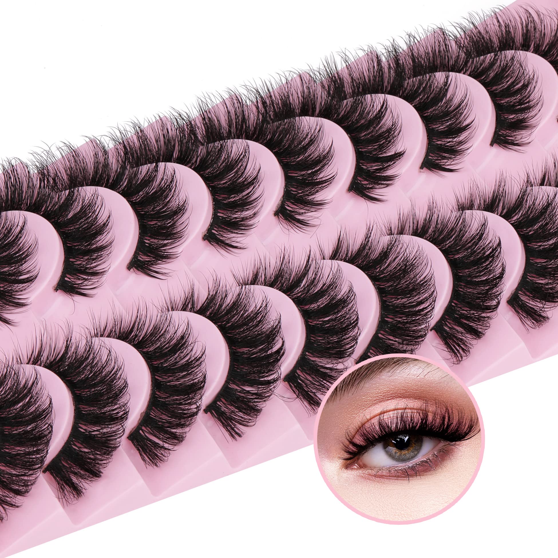Pestañas EYDEVRO de 18 mm en estilo ojo gato con curva definida para un look intenso.