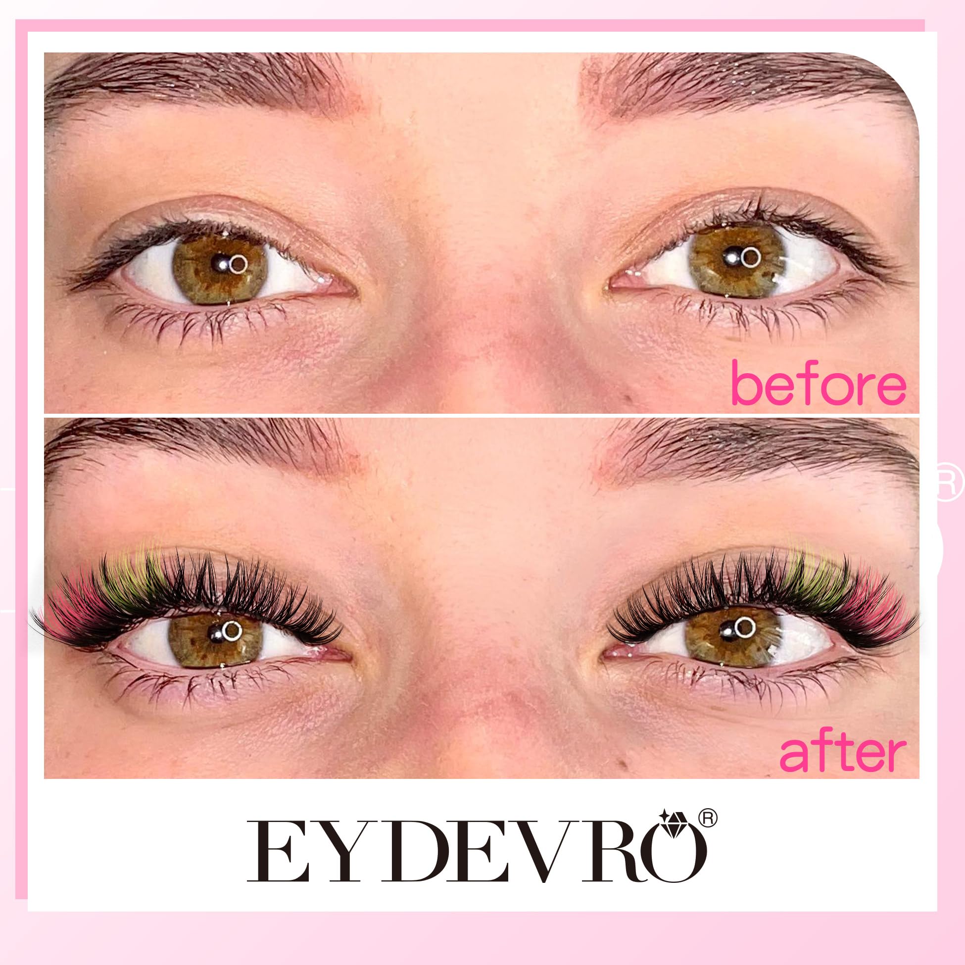 EYDEVRO pestañas color rosa para acentos vibrantes en maquillaje
