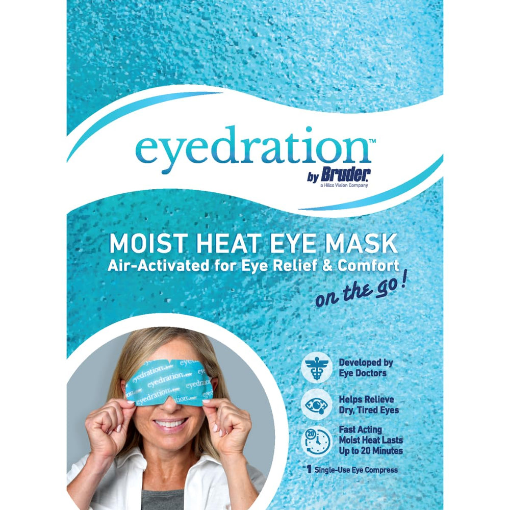 Calor de 43 grados Celsius de Eyedration genera vapor relajante.