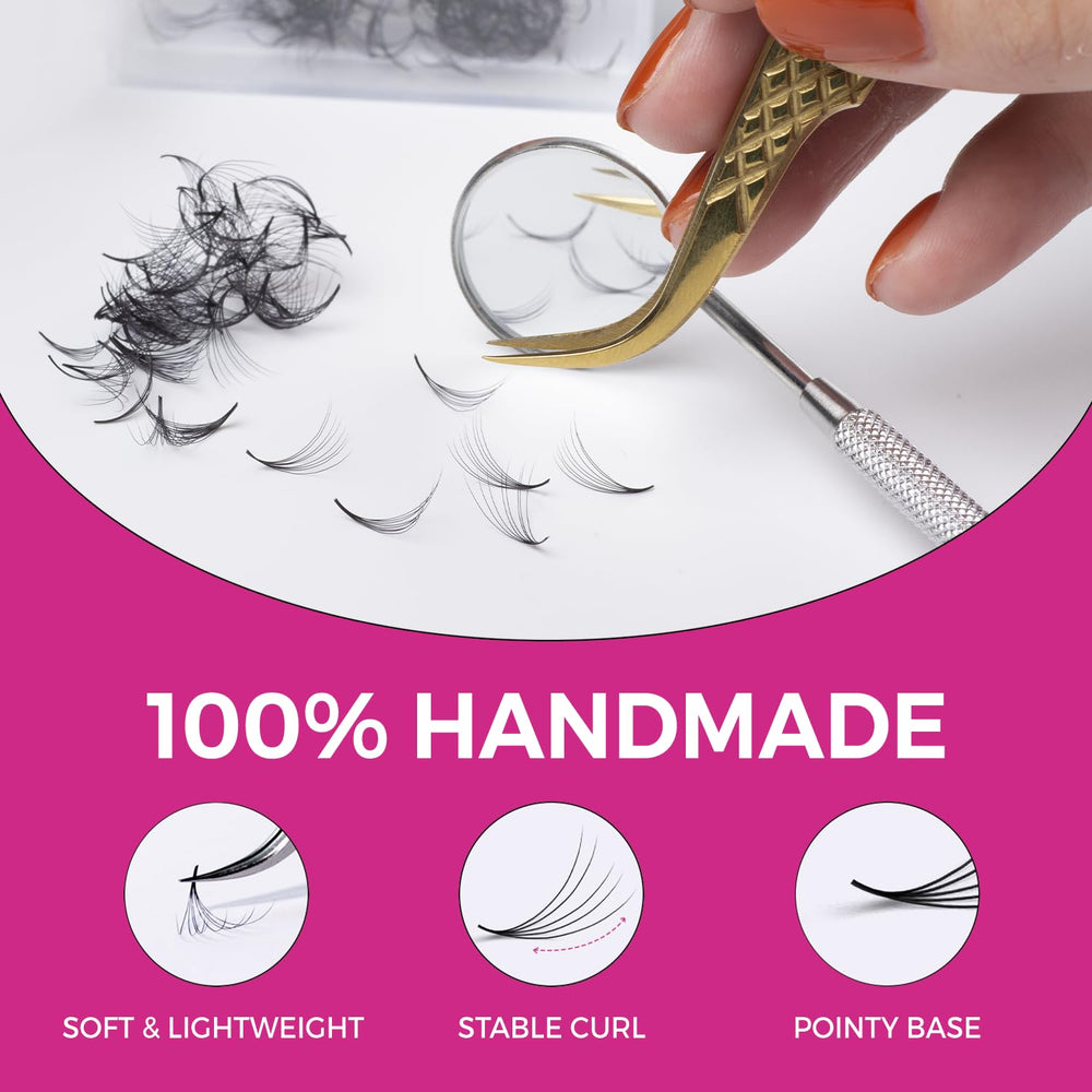 Base puntiaguda Eyesy Lash Promade Fans para mayor absorción de adhesivo.