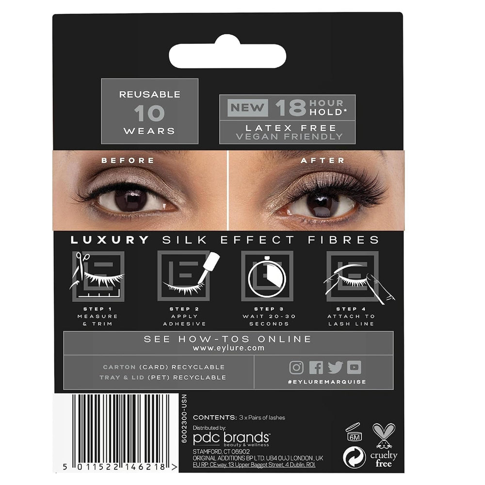 Eylure Luxe Silk Marquise, seguro para ojos, sin látex y libre de crueldad