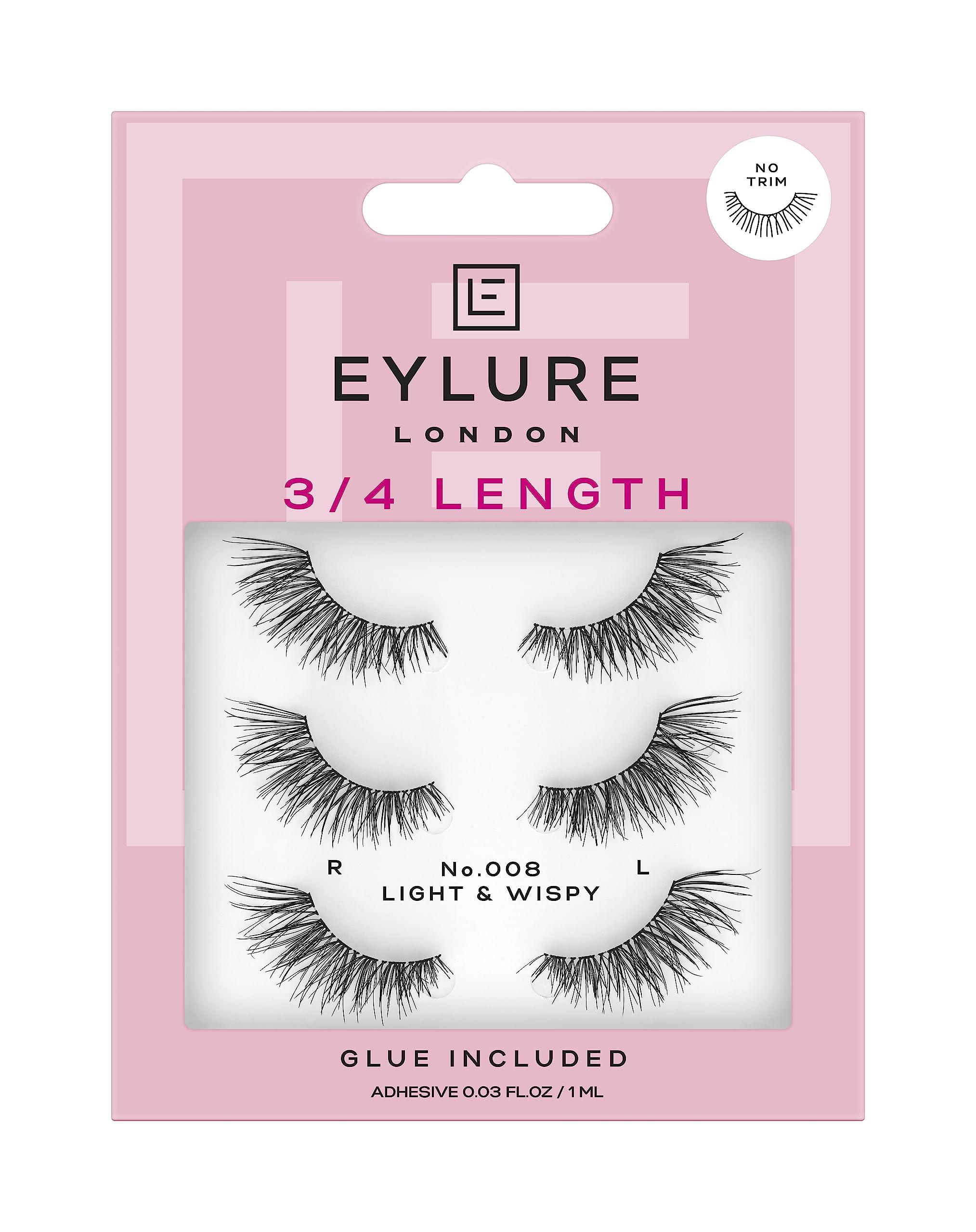 Pestañas Eylure Fluttery Light 008 con volumen suave para borde exterior definido.