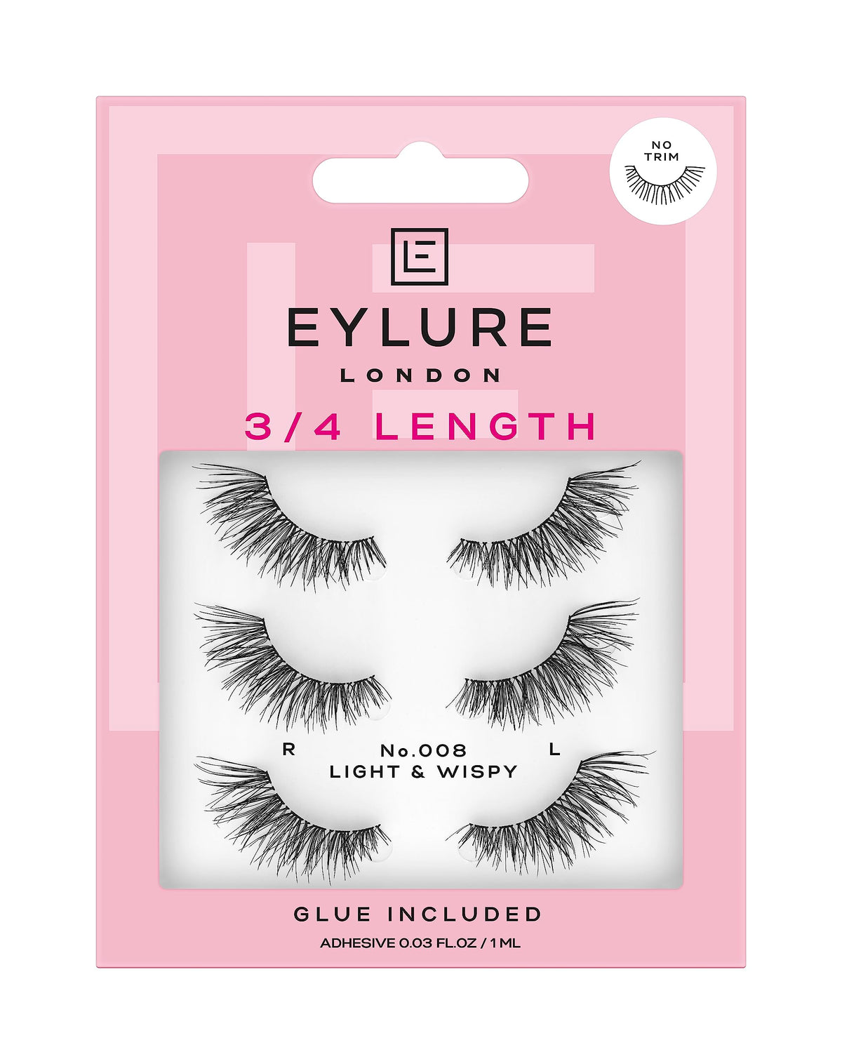 Pestañas Eylure Fluttery Light 008 con volumen suave para borde exterior definido.