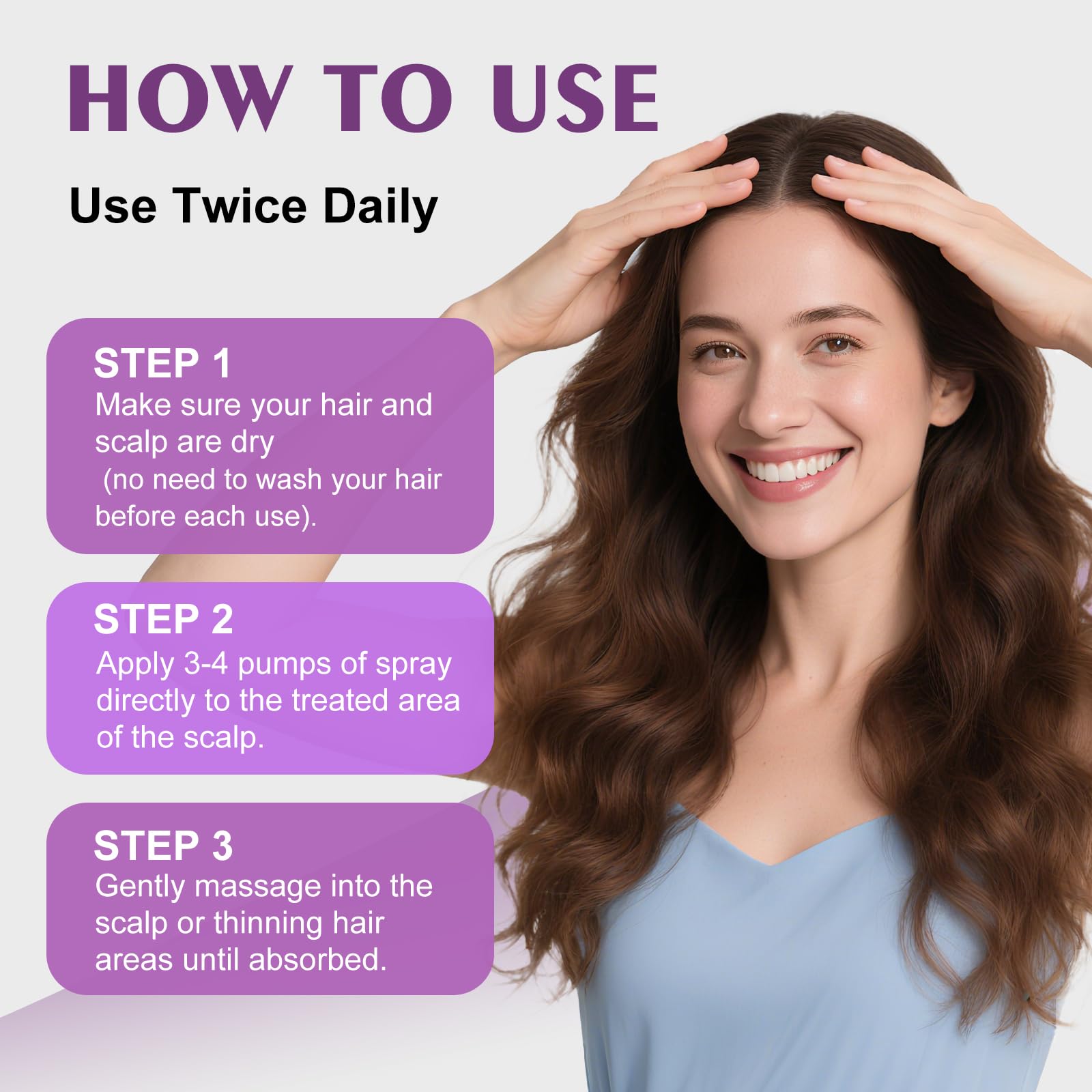 EZBIORT dry scalp before use illustrates readiness for application.