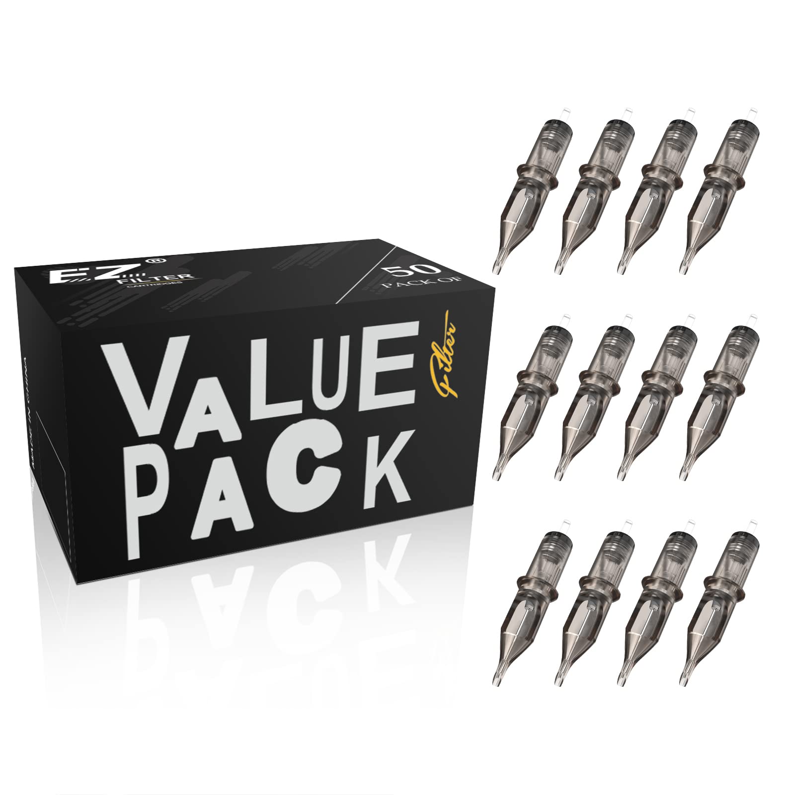 EZTAT2 kit de cartuchos de tatuaje, 50 piezas para distintos tamaños.