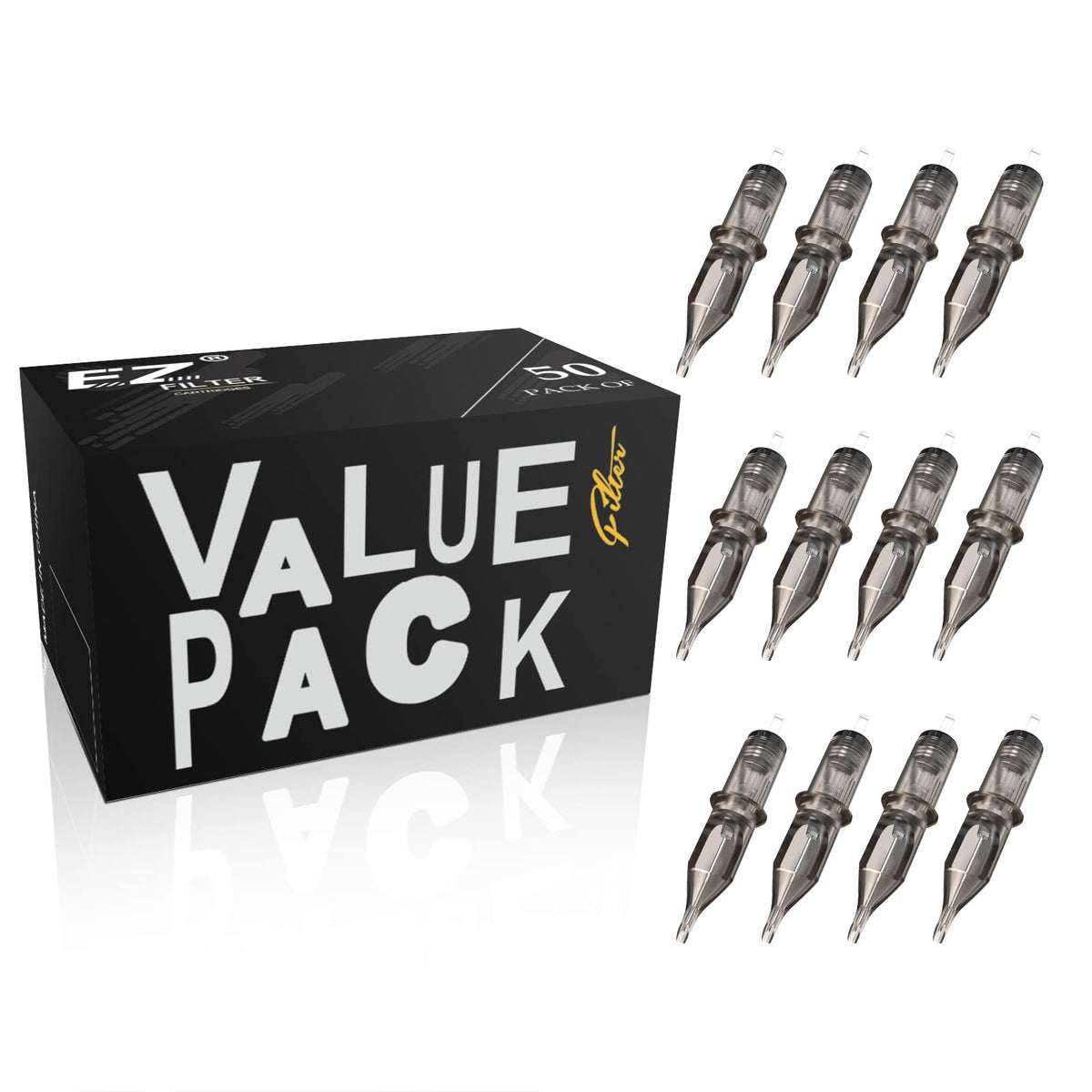 EZTAT2 kit de cartuchos de tatuaje, 50 piezas para distintos tamaños.