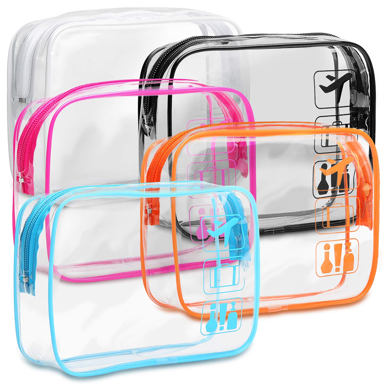 Bolsa de aseo transparente F-color mediana para viaje, organización rápida.