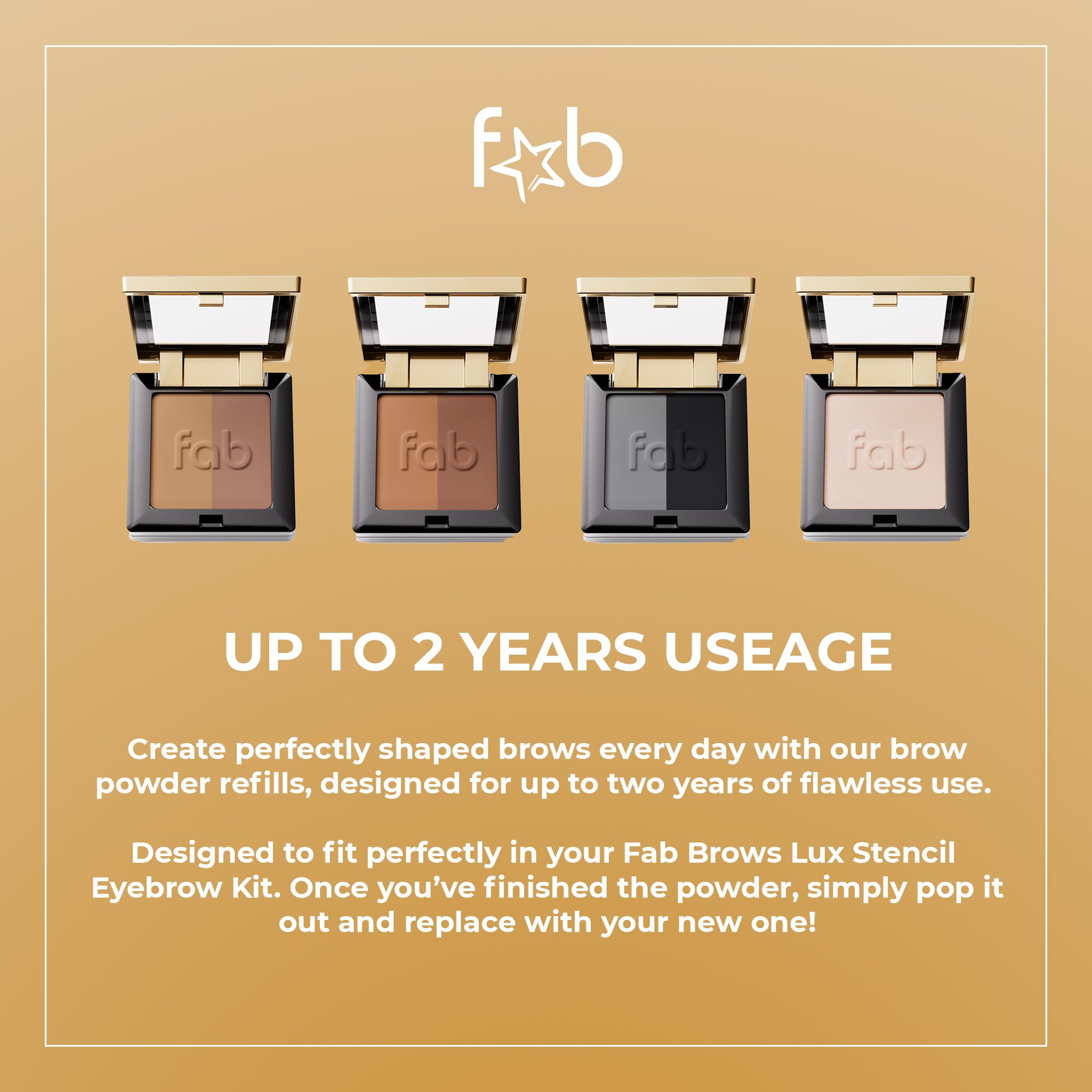 Fab Brows Lux Eyebrow Kit Refill Powder tamaño compacto para viaje
