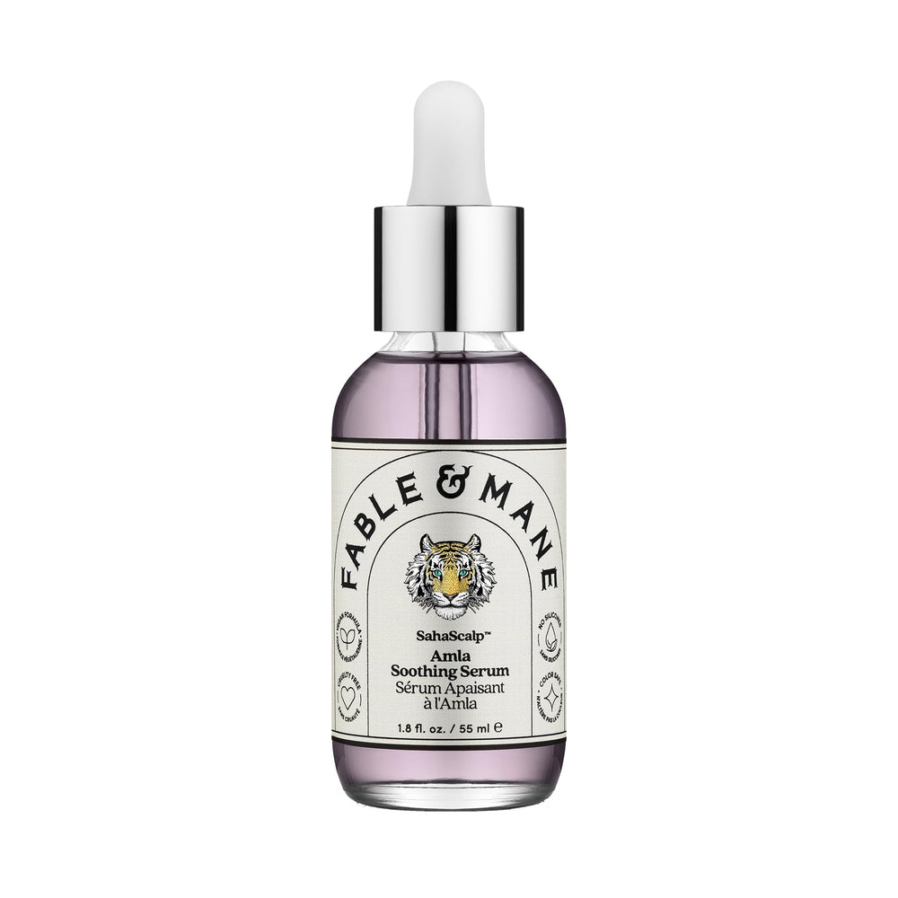 Fable & Mane Amla Serum en botella, purifica el cuero cabelludo y prepara el lavado