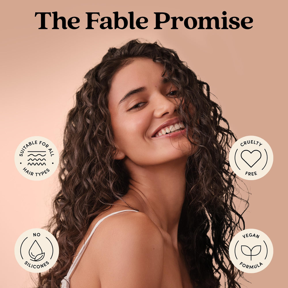 Fable & Mane emballage élégant et étiquette claire du soin capillaire.