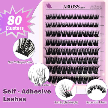 80 agrupaciones autoadhesivas Fablosslashes: volumen visible y ajuste cómodo.