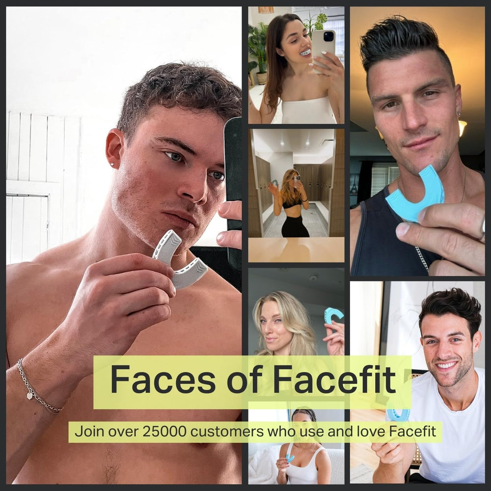 Facefit Jaw Exerciser, uso diario para sesión rápida de entrenamiento facial.