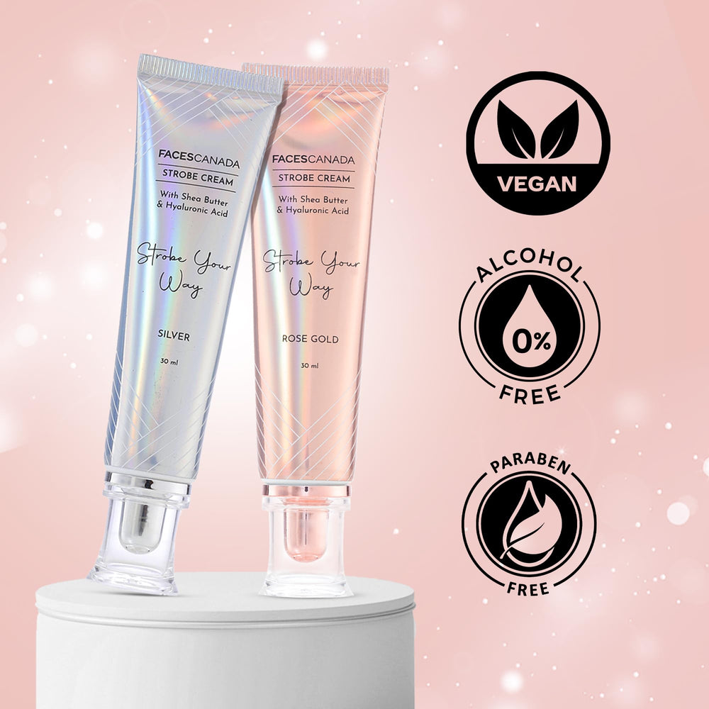 FACESCANADA Strobe Cream Rose Gold, acabado luminoso para un look fresco diario.