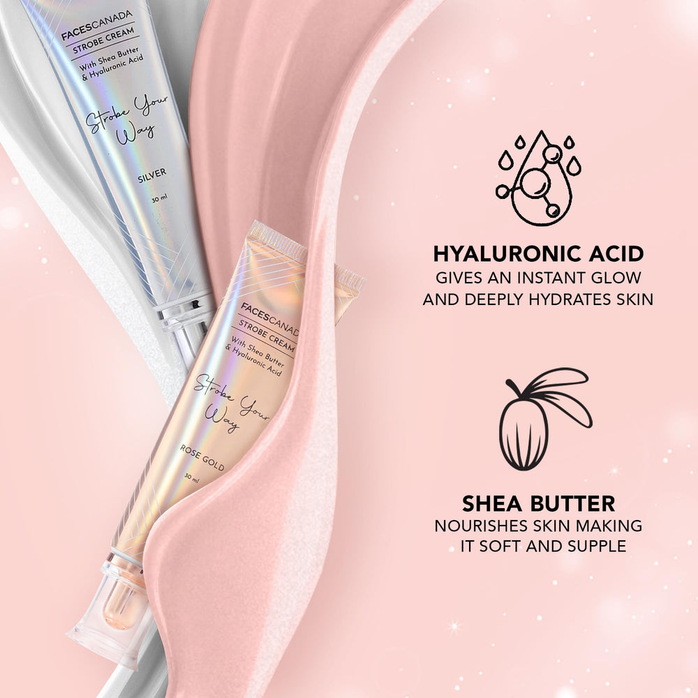 FACESCANADA Strobe Cream Rose Gold, fórmula vegana libre de crueldad cuida la piel.