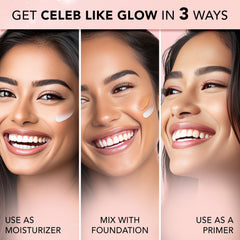 FACESCANADA Strobe Cream Rose Gold, muestra en piel para brillo hidratante diario.