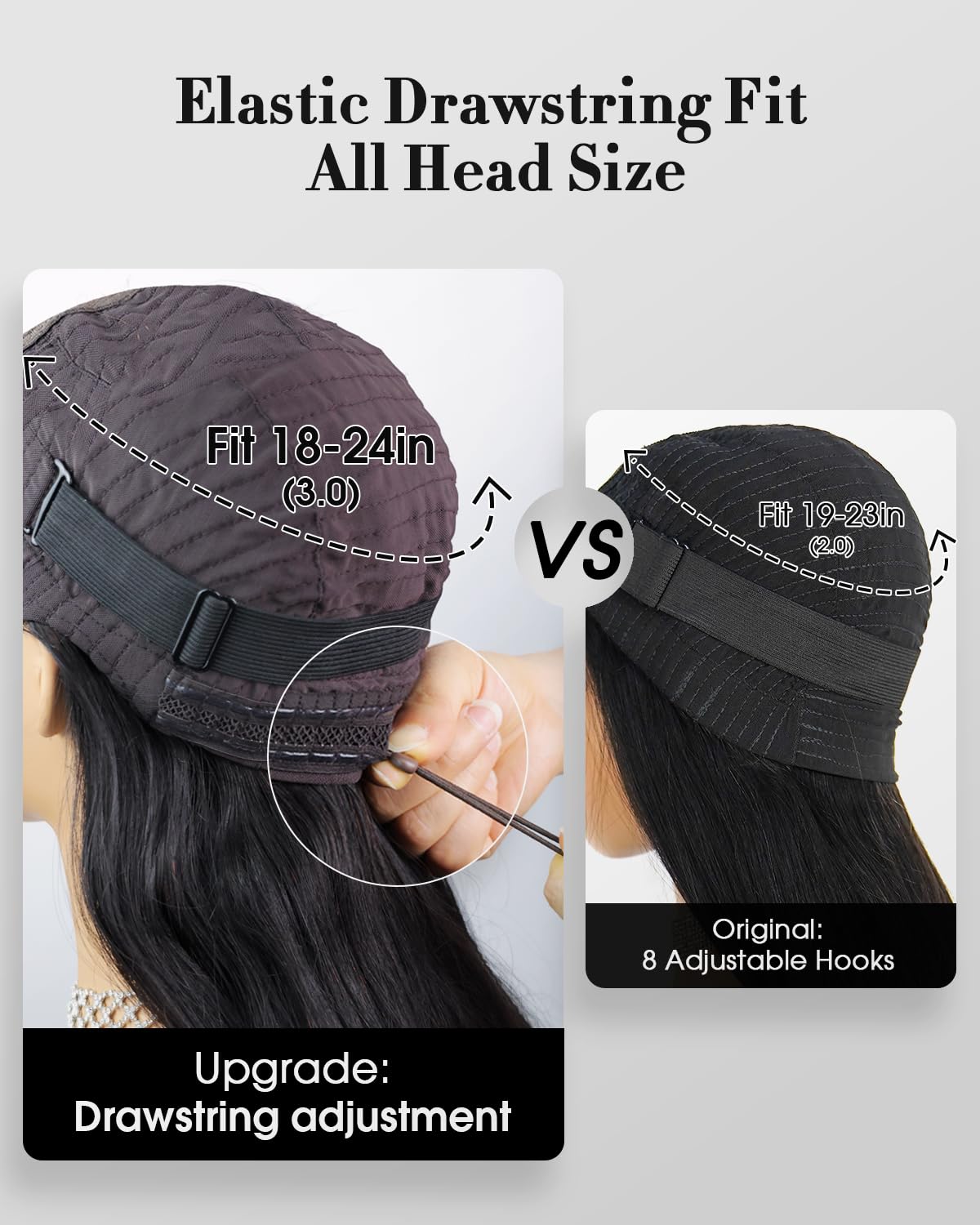 Peluca FACMOOD con densidad 200% para un look abundante y duradero.