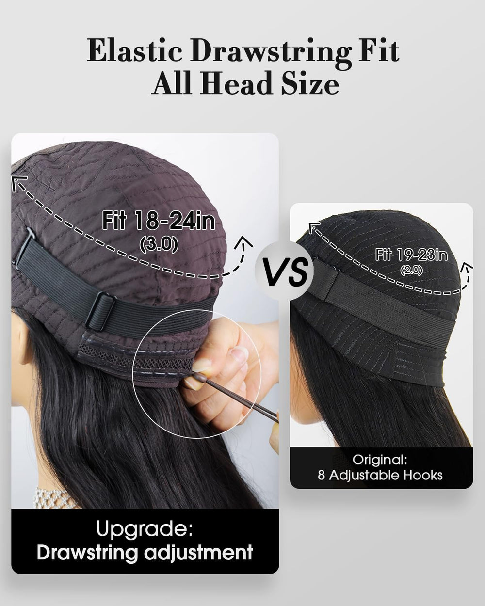 Peluca FACMOOD con densidad 200% para un look abundante y duradero.