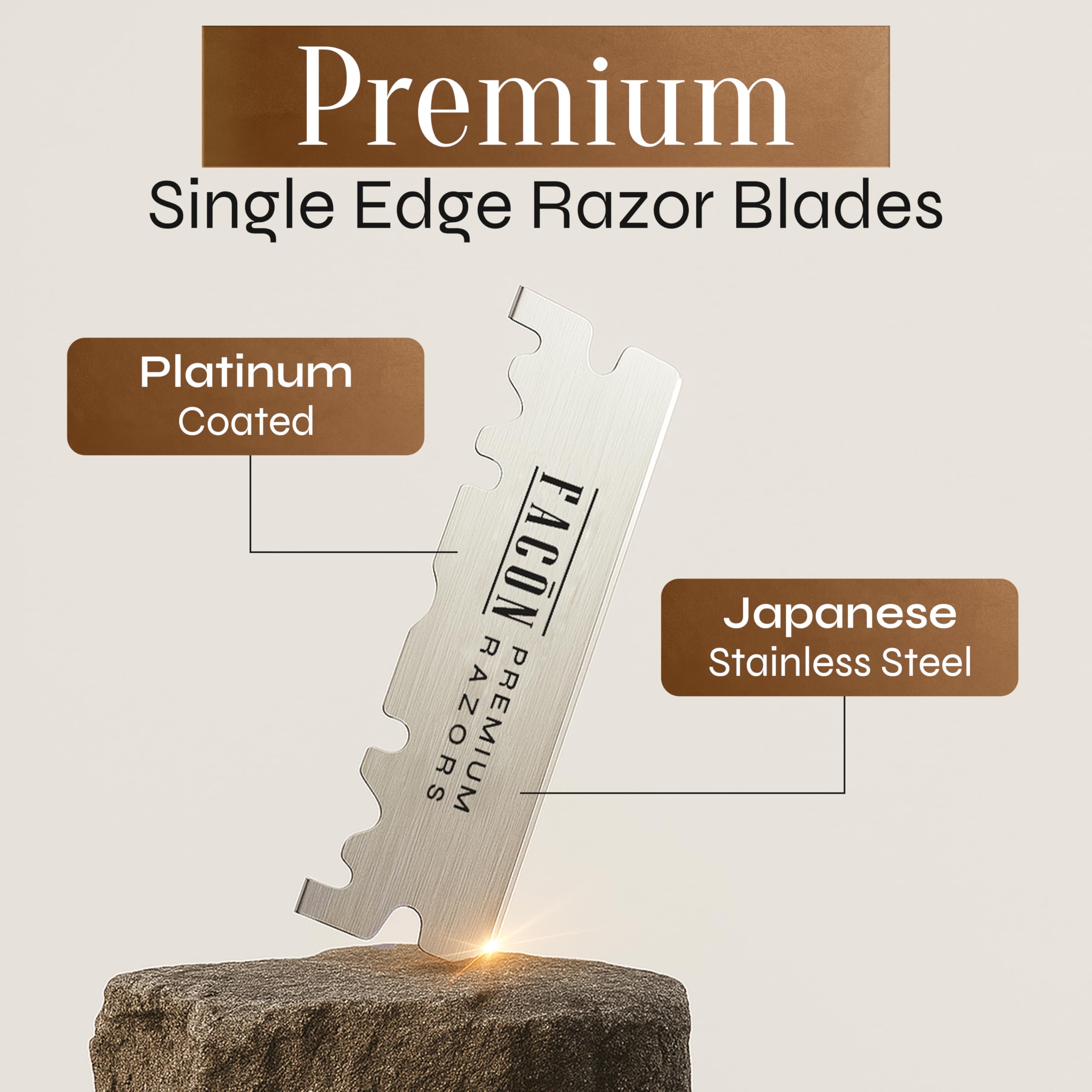 Facon acero japones platinado, resistencia y afilado duradero.