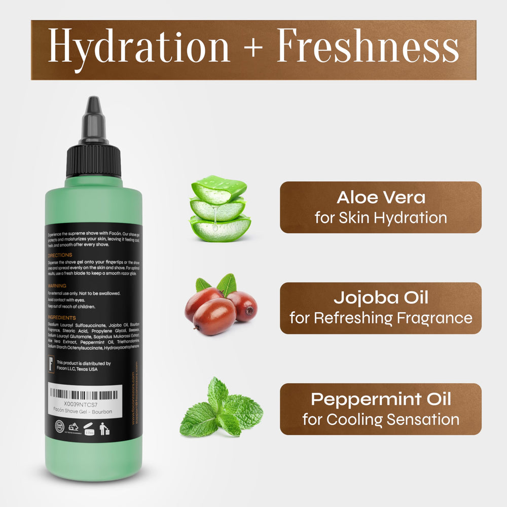 FACON aloe vera soothing formula calms sensitive skin during shaving.